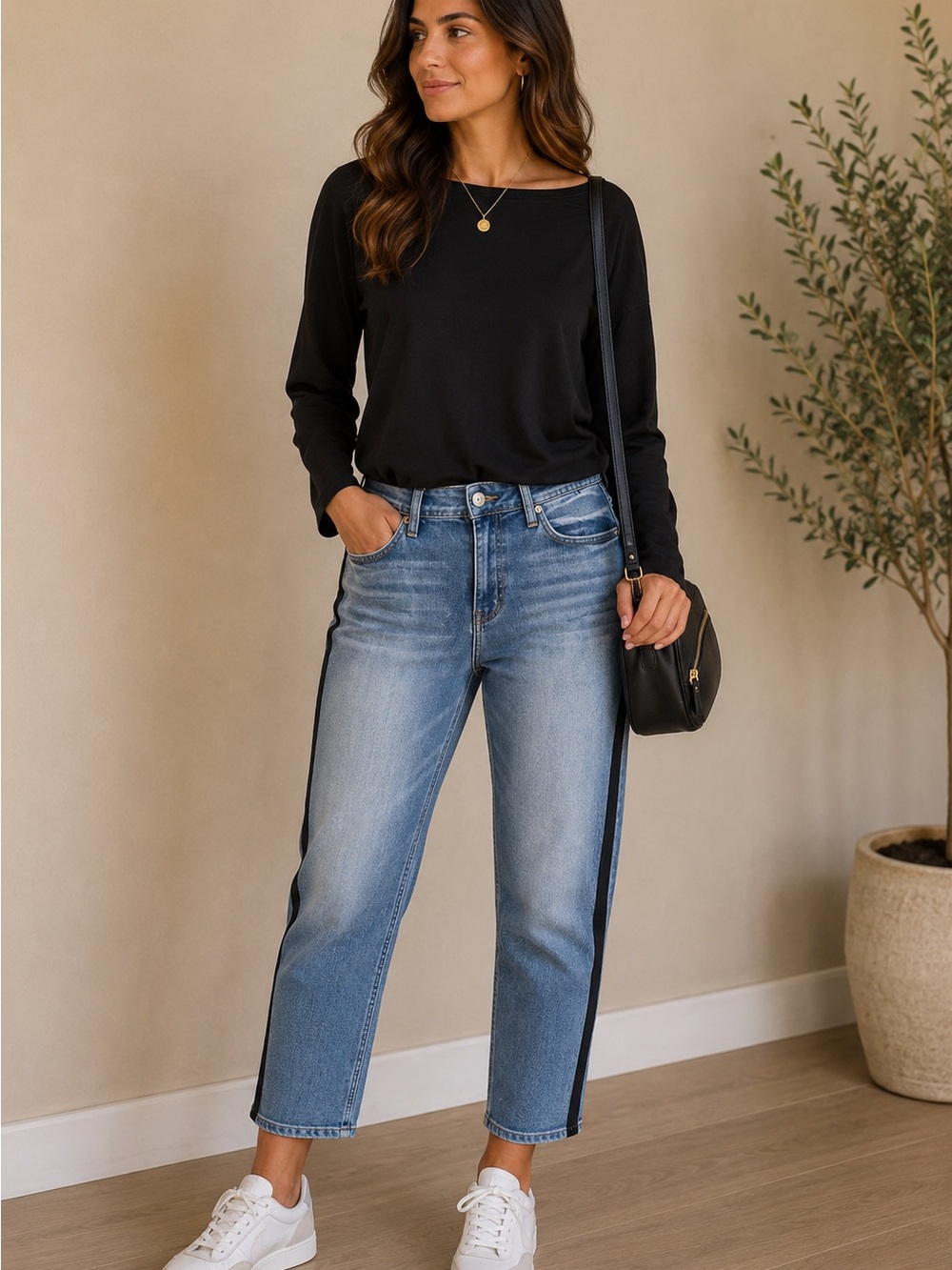 Hydraulic Light Blue Ankle Jeans with Black Side Stripe